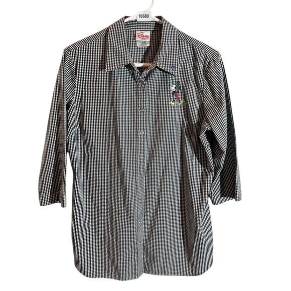 Disney Tops - VTG Disney Store Mickey Mouse Shirt Gingham Snap Button Women's M Single Stitch